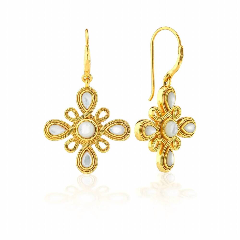 NEW CAPUCINE DE WULF women's monique gem dangle earrings in mother of pearl